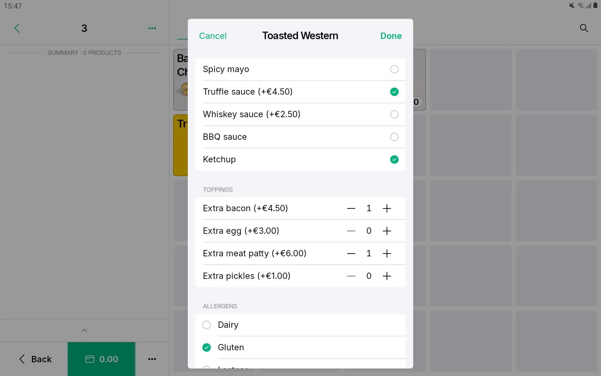 modifier list view